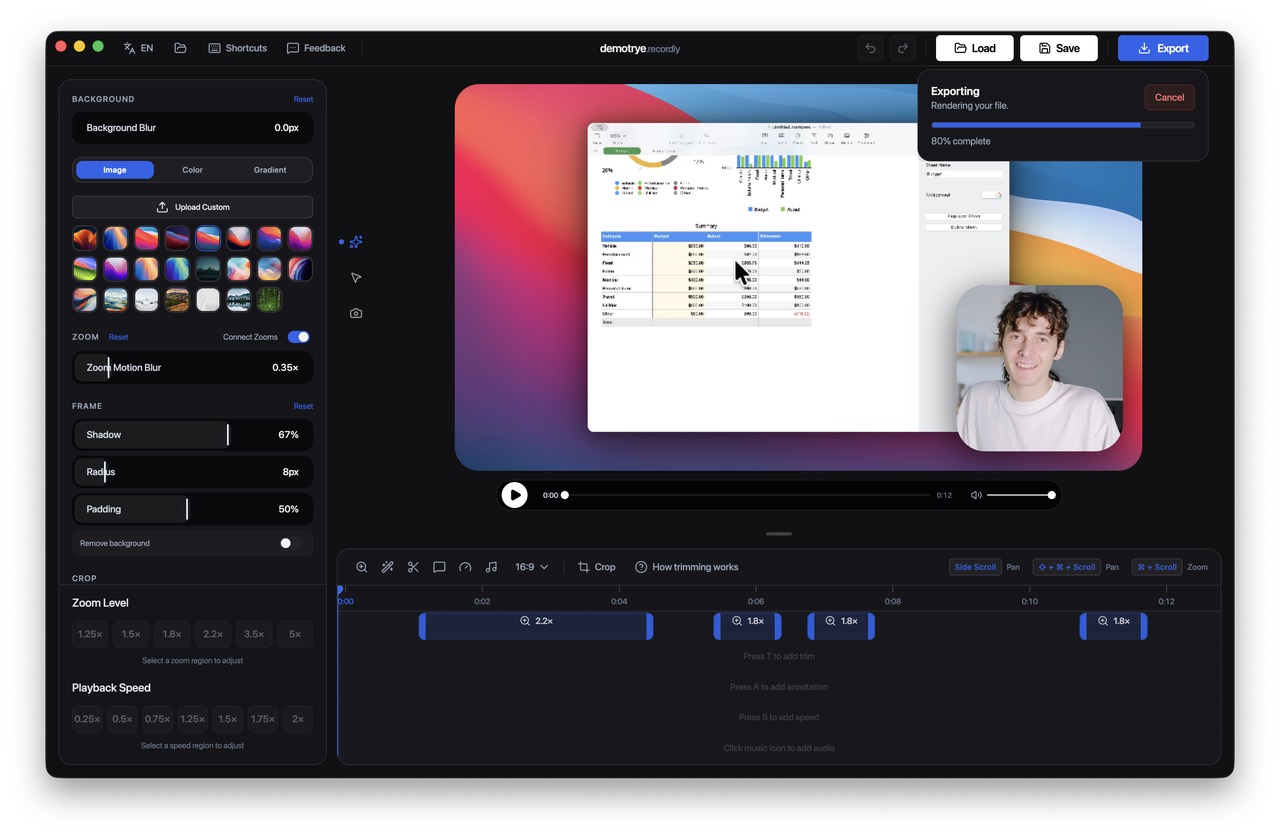 Recordly open-source alternative to Screen Studio screen recorder