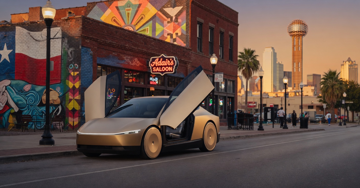 Tesla robotaxi driving without a driver in Dallas Texas